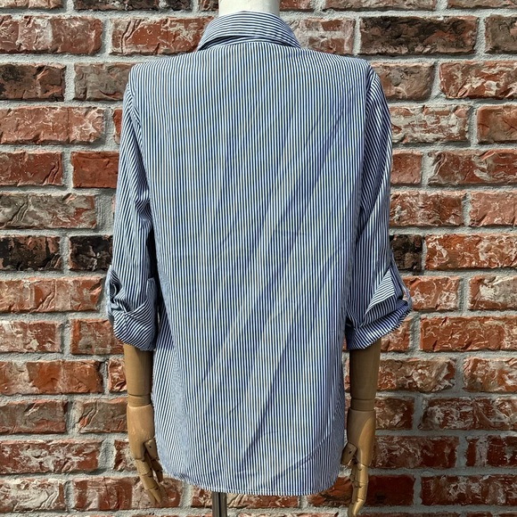 Kontrol vintage ‘00s pinstriped, embroidered long sleeve top / S / EUC - Picture 8 of 14